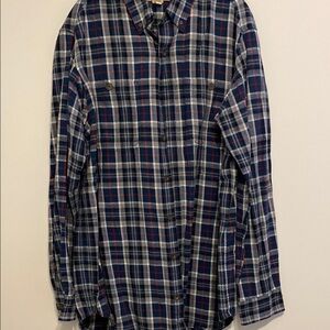 Duluth Trading Co Blue and Red Plaid Button Down Shirt, good condition